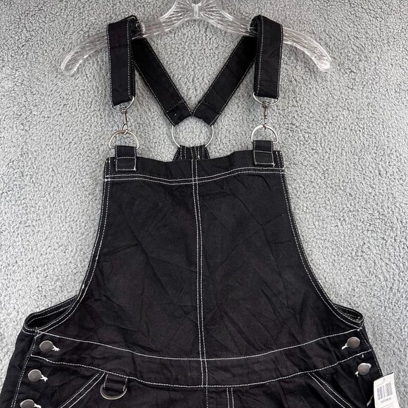 New HT Denim Shortalls Black Denim Bib Overalls SZ XL - Picture 2 of 12